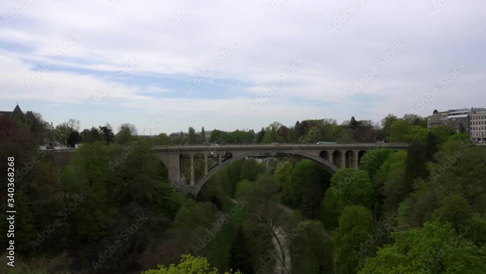 A general view of the Adolph Bridge from afar on a cloudy day. A general view of the Adolph Bridge from afar on a cloudy day.