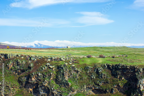 landscape with mountains and clouds, mountain landscape in the summer, landscape with mountains and blue sky