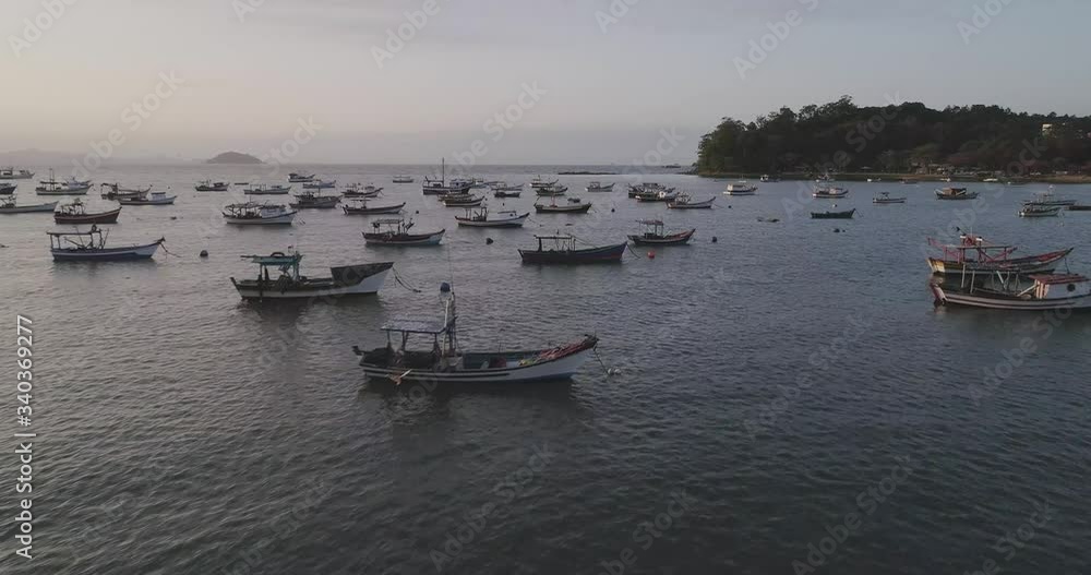 drone shot of many fisherman boats drone shot of many fisherman boats