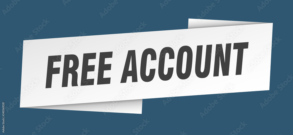 free account banner template. free account ribbon label sign