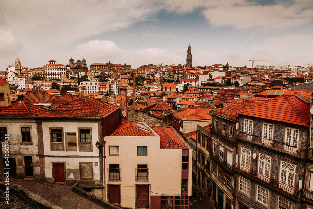 Beautiful panorama of old town historical buildings of Porto, Portugal Beautiful panorama of old town historical buildings of Porto, Portugal
