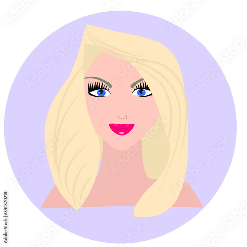 Face of a blonde girl with blue eyes. Vector. Icon for instagram story.