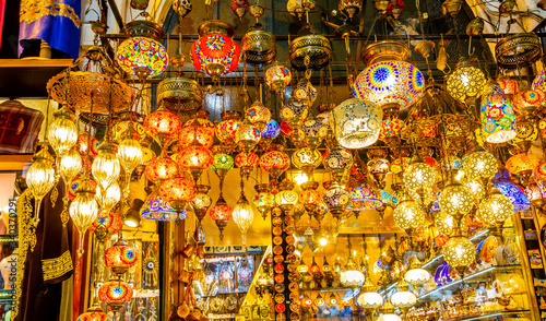 Photography Colorful lamps on sale in grand Bazaar, Istanbul.