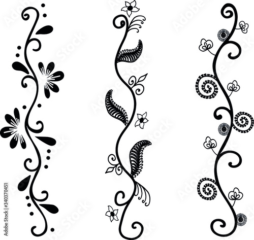 Ornament hand drawn divider collection. Vintage lines and borders. Doodle swirls and curls design elements. Vector illustration