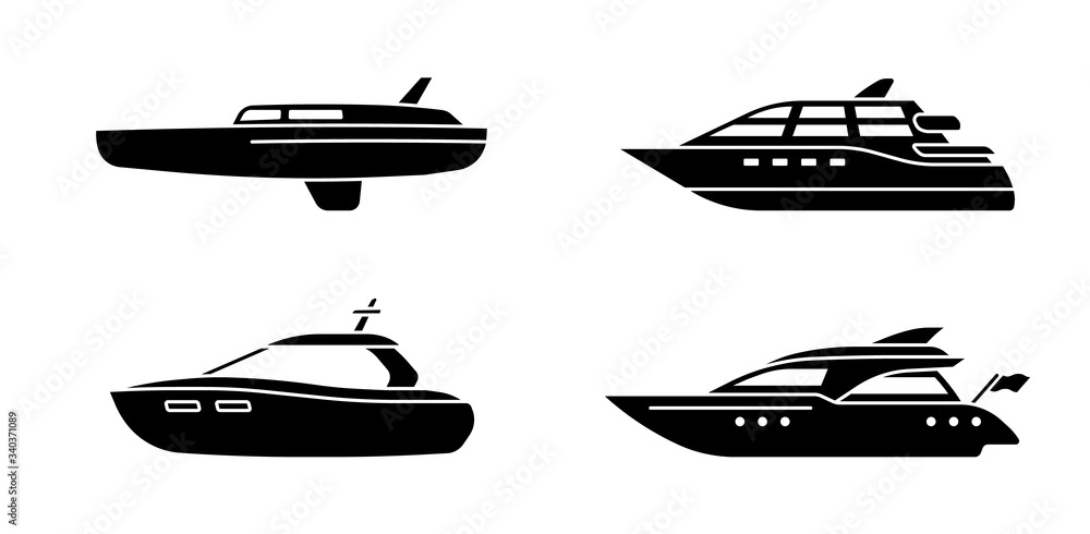 Set of oceanic yachts. Yacht ship concept. Luxury yachts side view. Set of oceanic yachts. Yacht ship concept. Luxury yachts side view.