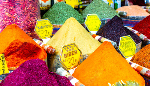 Spices stall in grand bazaar of Istanbul, Turkey.	 photo