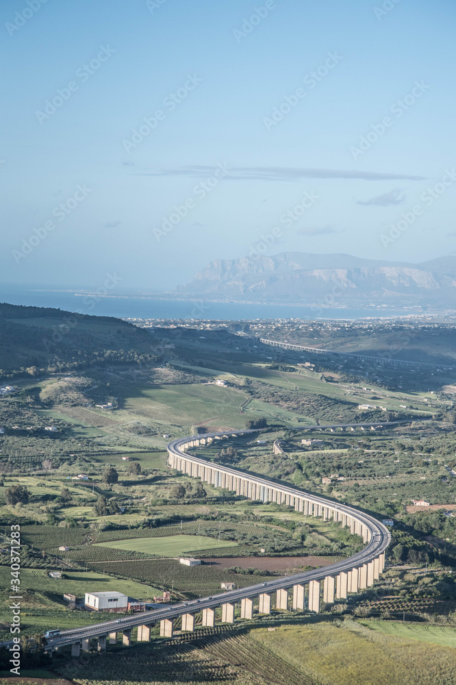 panoramic photography with sea background of the Zingaro reserve in Sicily Italy