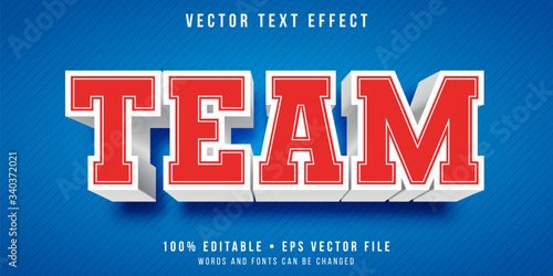 Editable text effect - red varsity style