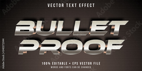 Editable text effect - bullet proof metal style