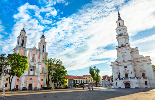 Old town of Kaunas with kanusa city hall, Lithuania