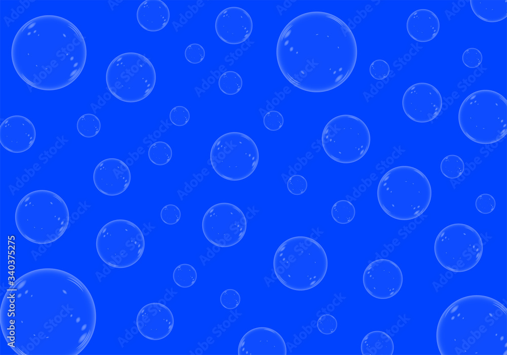 Blue soap bubbles abstract vector background.