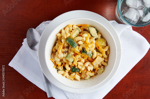A hearty and delicious bowl of macaroni and cheese with a twist