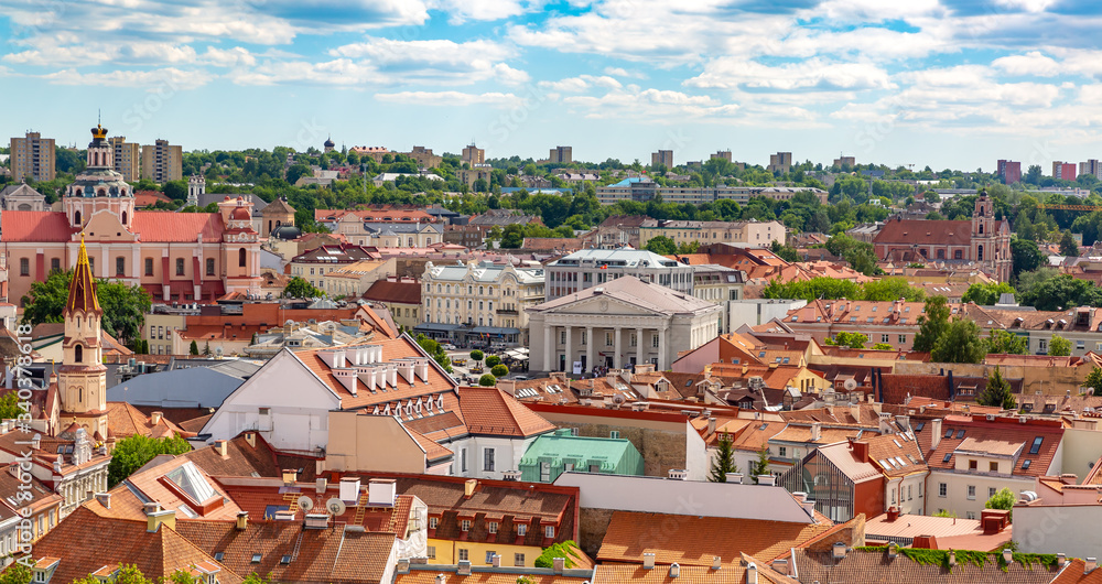 Aerial view of Vilnius old town , Lithuania	