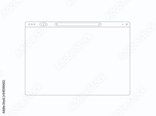 Browser template outline with blank place for website. Internet page concept for desktop, pad and smartphone. Minimalistic clean browser window in line style. Abstract vector mockup.