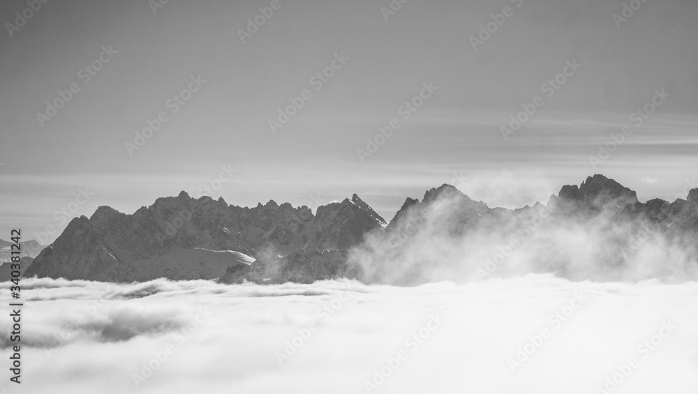 mountain range over the clouds I
