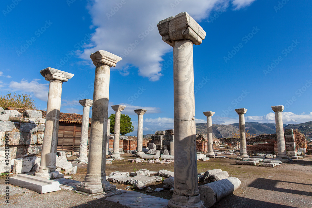 Saint jean church ruins in the ancient city of Ephesus in Turkey's Izmir city.