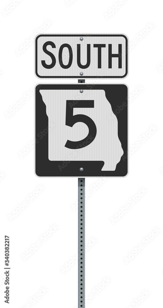 Vector illustration of the Missouri State Highway road signon metallic post Vector illustration of the Missouri State Highway road signon metallic post