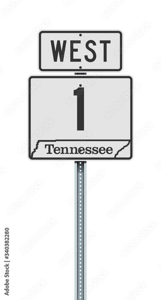 Vector illustration of the Tennessee State Highway road sign on metallic post Vector illustration of the Tennessee State Highway road sign on metallic post