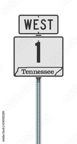 Vector illustration of the Tennessee State Highway road sign on metallic post