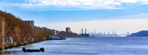 Wallpaper Mural Waterfront view in Hastings-On-Hudson, NY, with the Hudson River and New York City in the background Torontodigital.ca