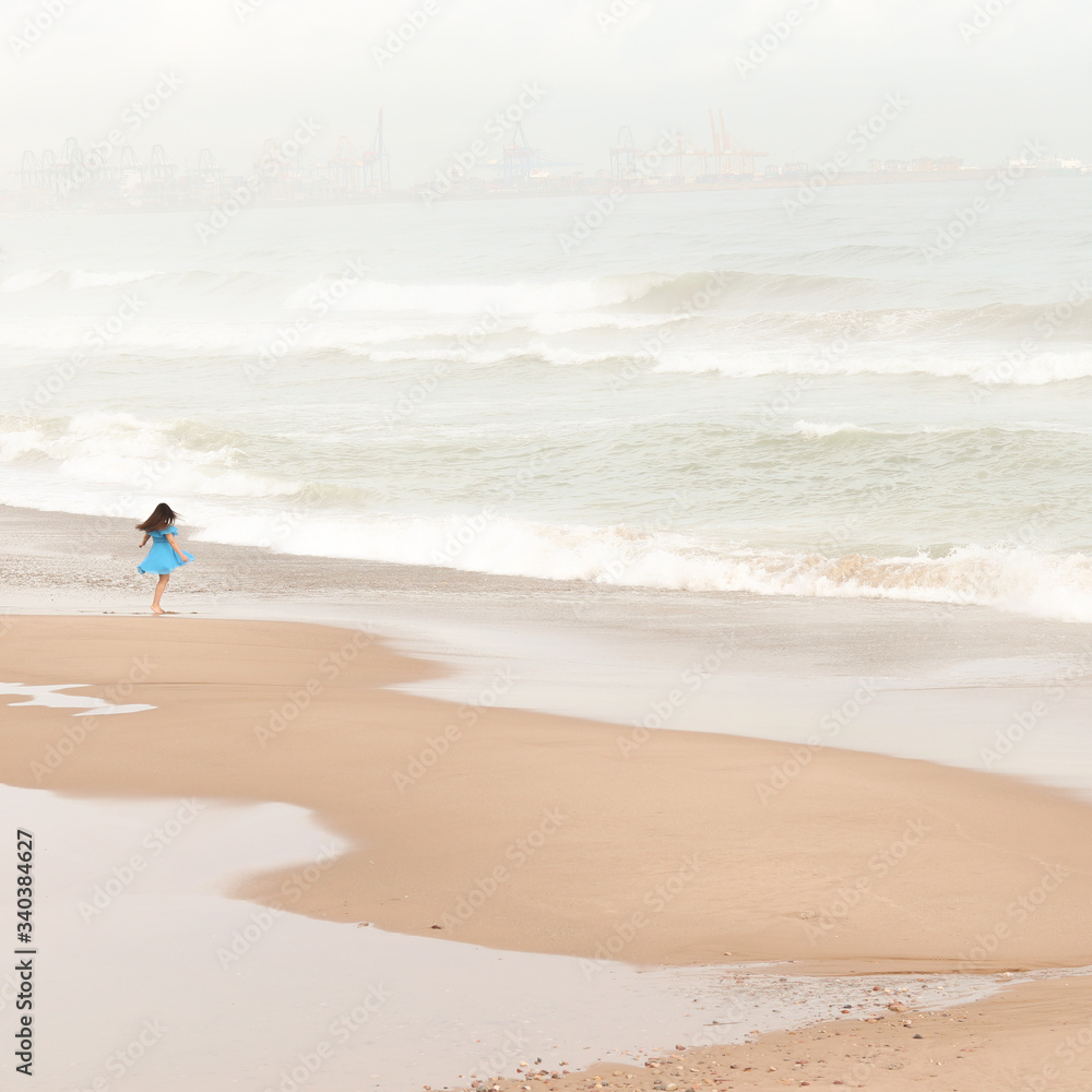 walking on the beach