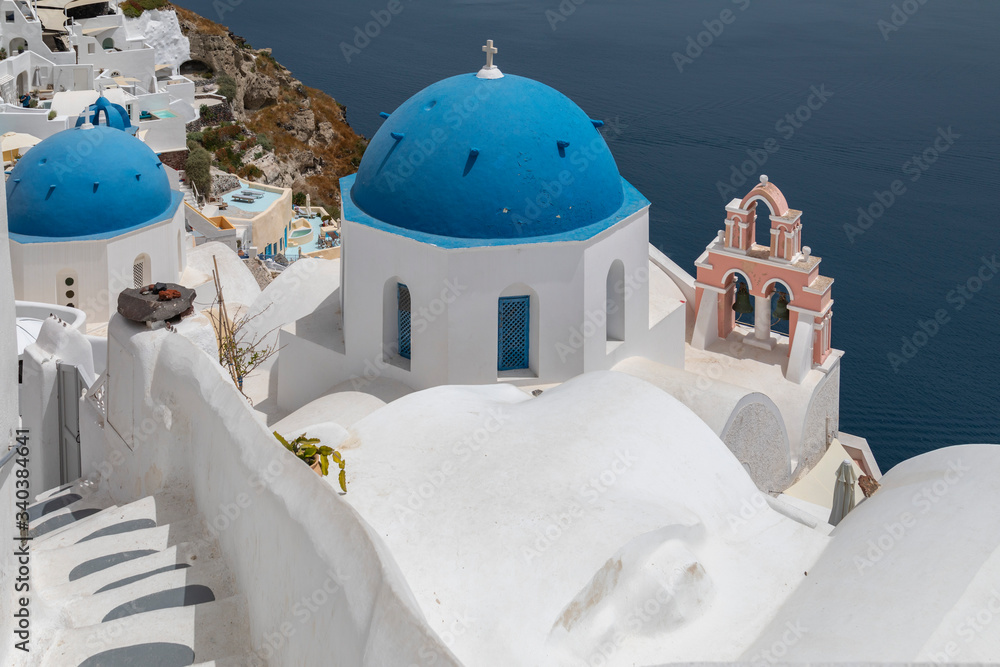blue domes of Oia village Santorini Greece blue domes of Oia village Santorini Greece