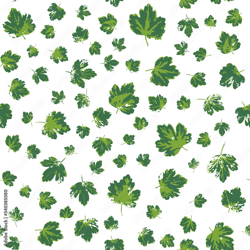 Green gooseberry leaves seamless pattern. Spring foliage repeating texture. Handcrafted nature plant decoration for fabric design, wallpapers, wrapping paper and others. EPS8 vector illustration. Green gooseberry leaves seamless pattern. Spring foliage repeating texture. Handcrafted nature plant decoration for fabric design, wallpapers, wrapping paper and others. EPS8 vector illustration.