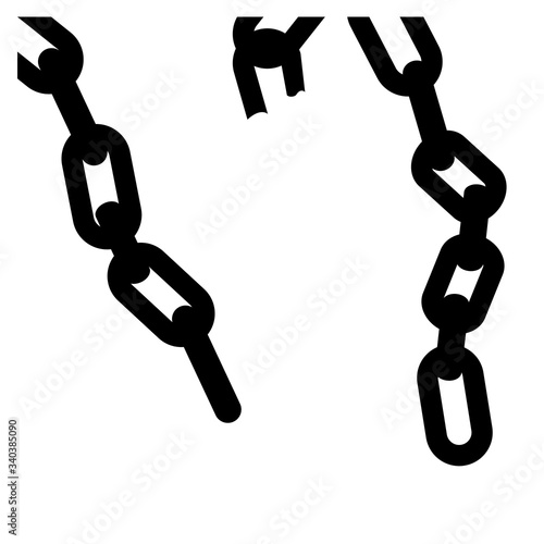 broken chain links in black and white