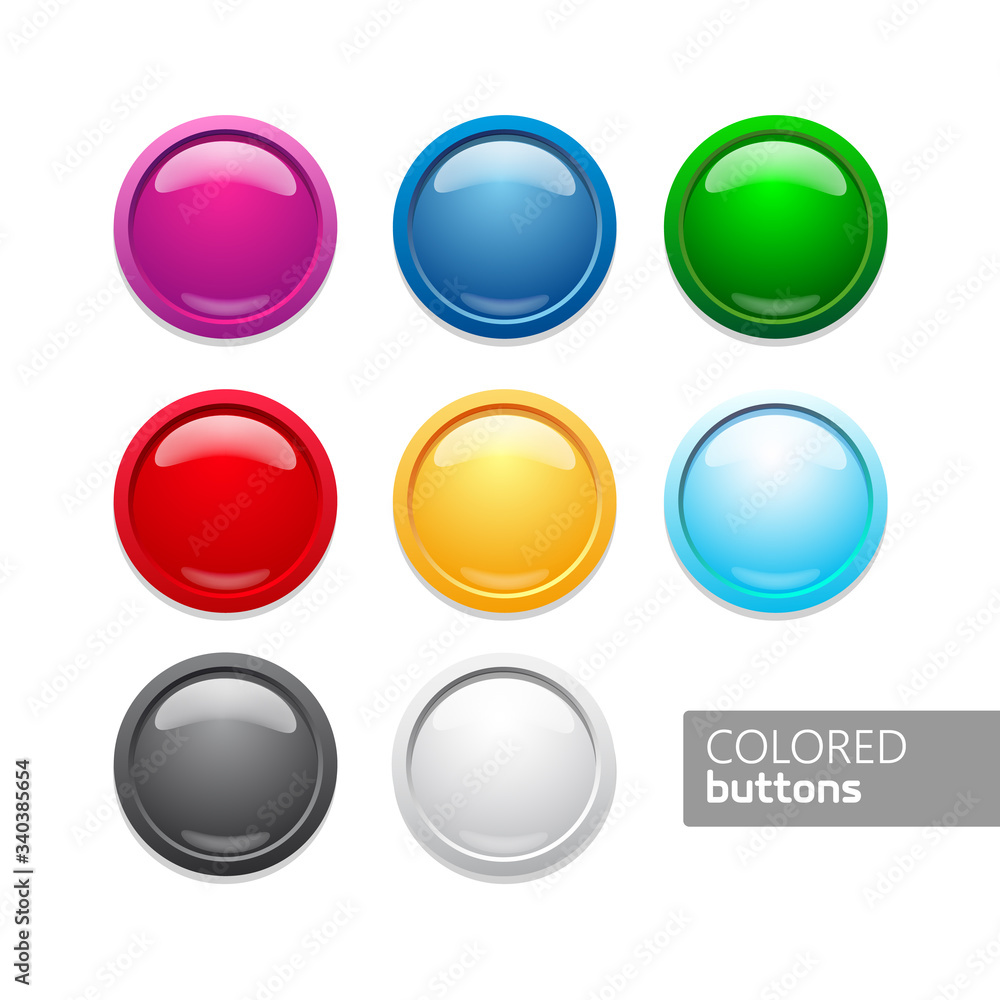 colored round Push buttons. Glossy circles icons on white background.
colored round Push buttons. Glossy circles icons on white background.