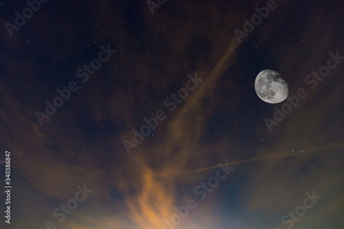 Fototapeta Naklejka Na Ścianę i Meble -  Cloudy Moon-Night under the Starry Sky