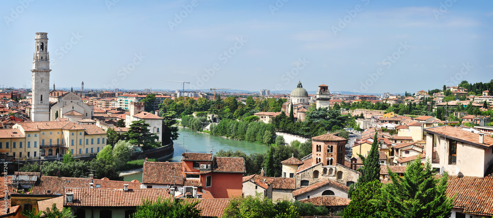Panoramic view of historical center of Verona, Italy