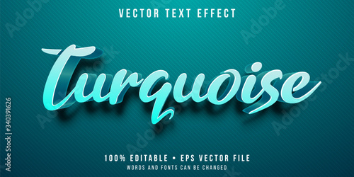 Editable text effect - turquoise color style