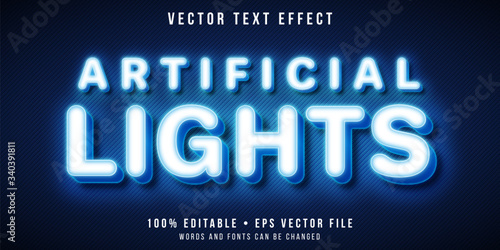 Editable text effect - white neon lights style