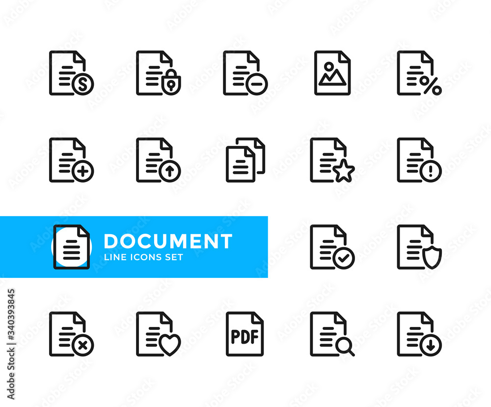 Document vector line icons. Simple set of outline symbols, graphic design elements. Pixel Perfect Document vector line icons. Simple set of outline symbols, graphic design elements. Pixel Perfect