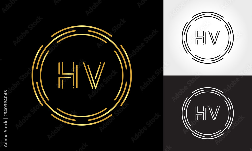 HV Logo Design Vector Template. Initial Circle Letter HV Vector ...