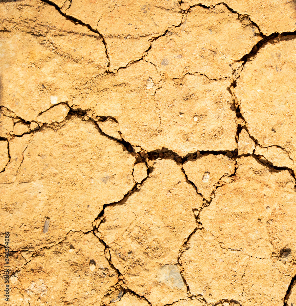 Dried yellow soil crack. Environmental problem drought and thirst. Close up. Dried yellow soil crack. Environmental problem drought and thirst. Close up.