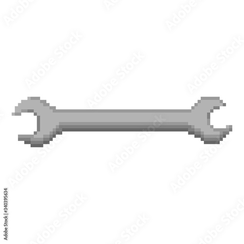 Pixel wrench icon. Horizontal view. Vector graphic illustration. Isolated object on a white background. Isolate.