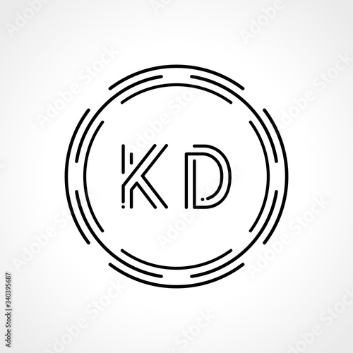 Initial Letter KD Logo Design vector Template. Digital Abstract KD Circle Logo Design Vector Illustration photo