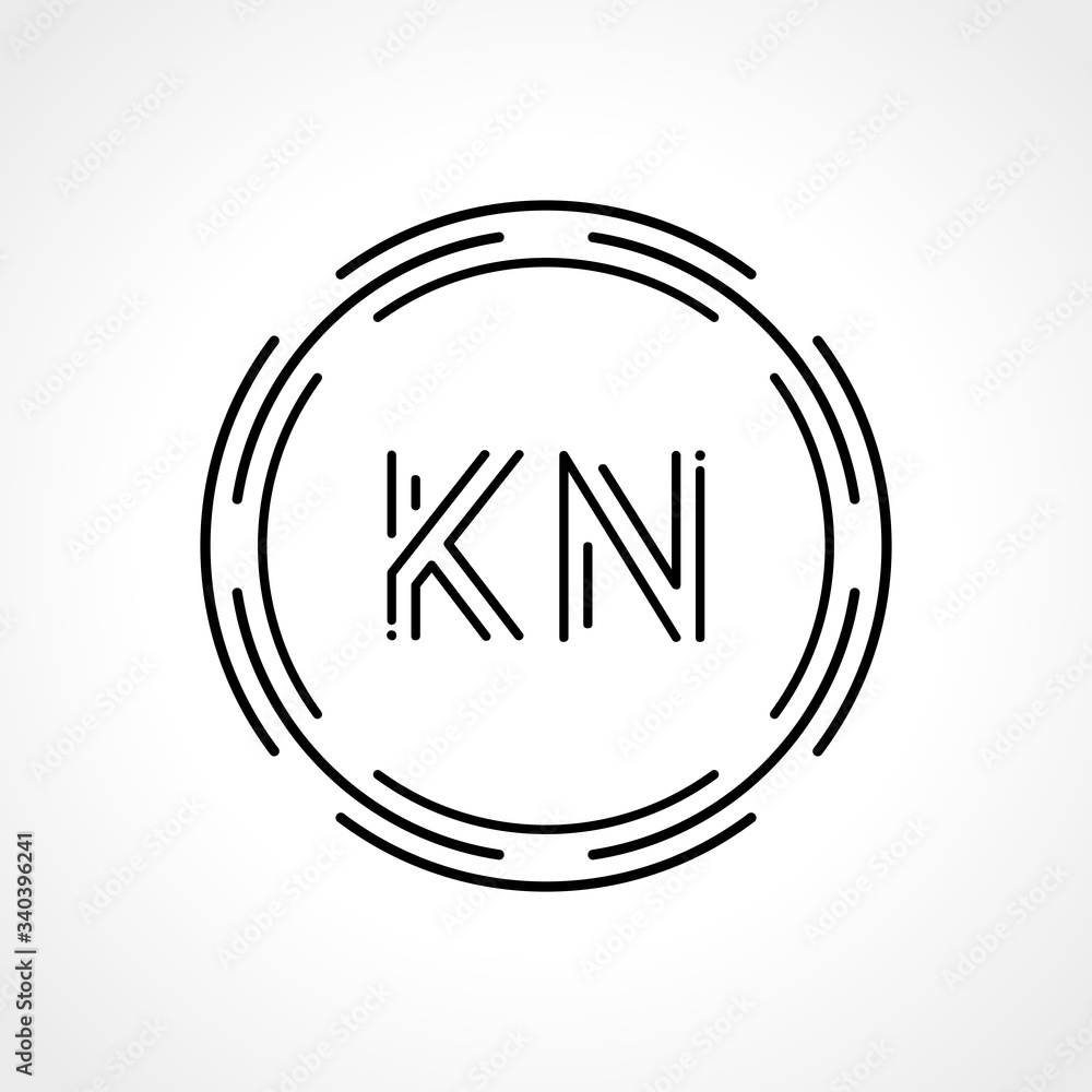 Initial Letter KN Logo Design vector Template. Digital Abstract KN Circle Logo Design Vector Illustration Initial Letter KN Logo Design vector Template. Digital Abstract KN Circle Logo Design Vector Illustration