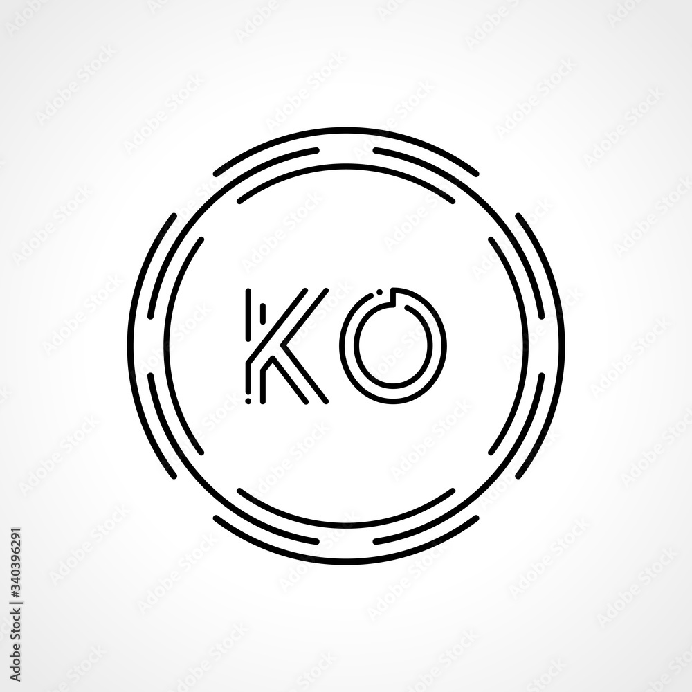 Initial Letter KO Logo Design vector Template. Digital Abstract KO Circle Logo Design Vector Illustration Initial Letter KO Logo Design vector Template. Digital Abstract KO Circle Logo Design Vector Illustration