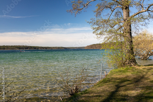 turquoise lake in spring