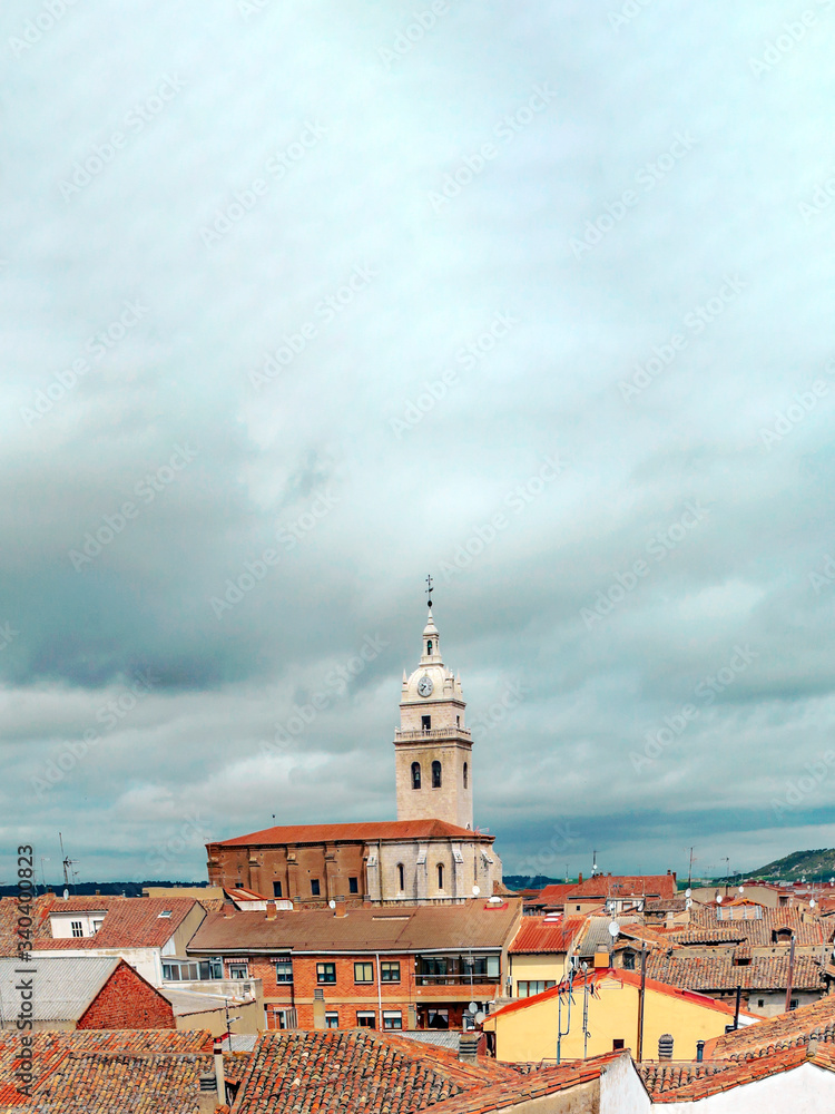 Village of Tordesillas in Valladolid in a cloudy day
