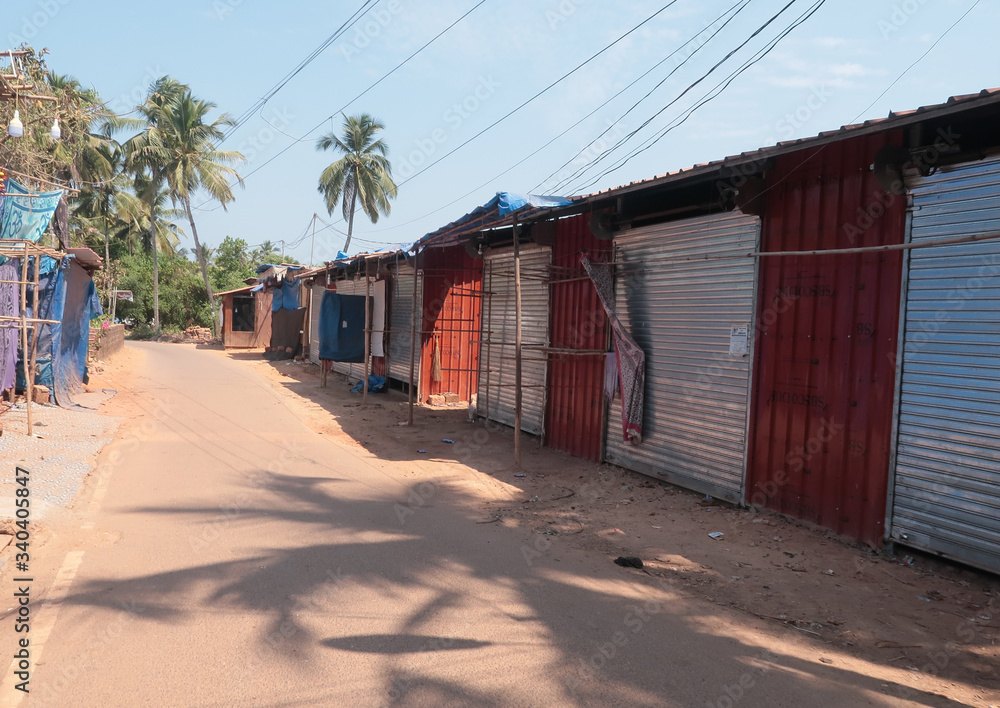 The streets of Agonda are empty as village shops are closed and locals as well as tourists stay indoors during the Coronavirus lockdown in South Goa 
