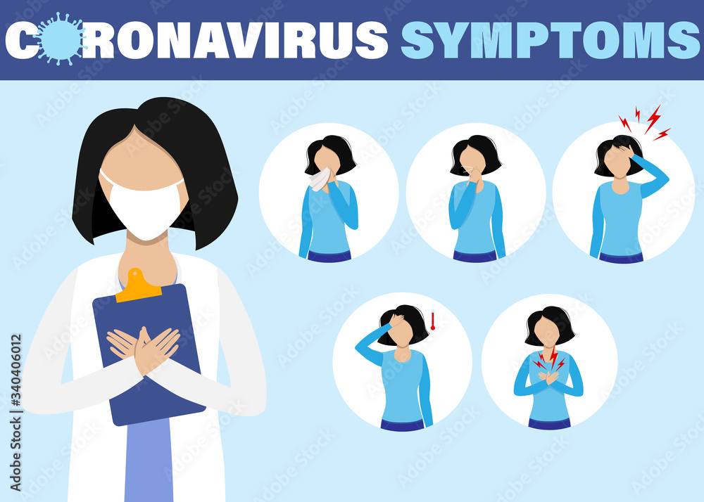 2019-nCoV virus protection tips. Infographic of coronavirus symptoms, ncov disease. Infection fever and cough. 2019-nCoV virus protection tips. Infographic of coronavirus symptoms, ncov disease. Infection fever and cough.