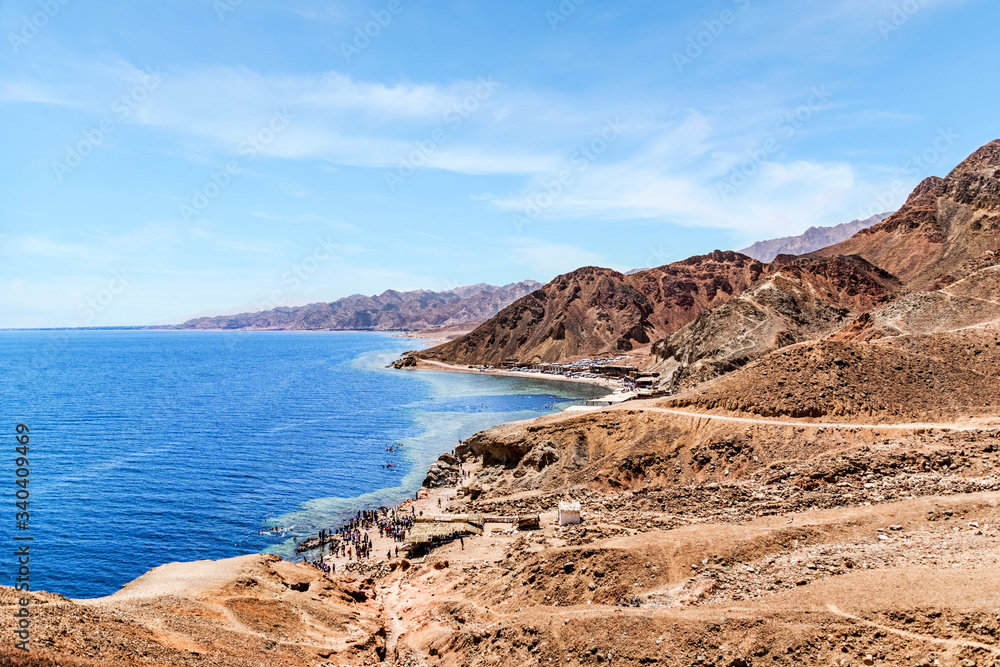 Sunny Day at the Blue Hole Diving Site, Red Sea, Dahab, Egypt Sunny Day at the Blue Hole Diving Site, Red Sea, Dahab, Egypt