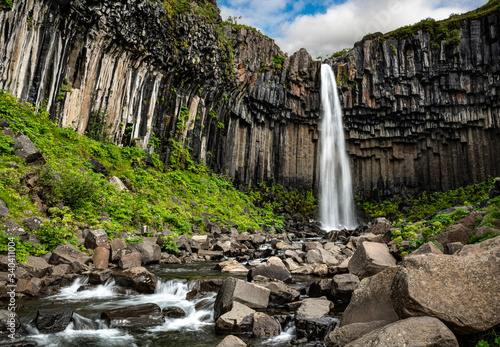 Hundafoss waterfall (on the way to Svartifoss waterfall) in Iceland