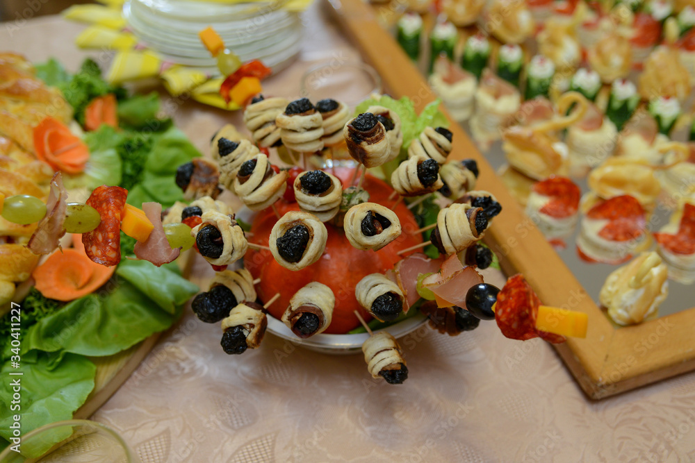 Delicious food at the party tables