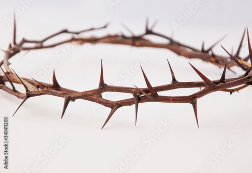 Crown of thorns isolated on white background, copy space (religion, Christianity, faith concept)