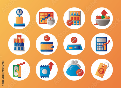 bundle of price hike set icons