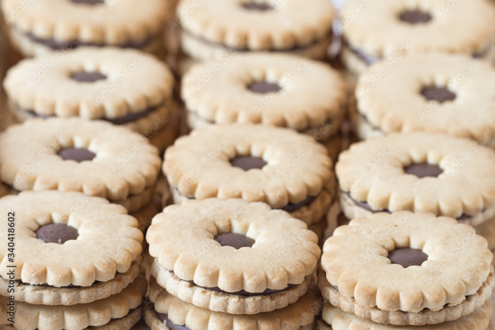 Many cookies put together in line. Many cookies put together in line.